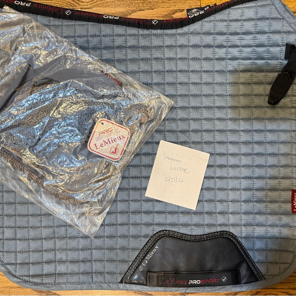 Lemieux Ice Blue Dressage pad and bonnet - both are large